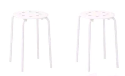 White Strong Stackable Multi Purpose Stool 2 Piece - Ikea MARIUS 45cm Brand New - Image 1 of 4