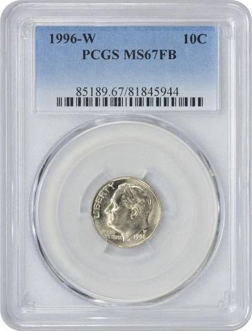 1996-W Roosevelt Dime MS67FB PCGS Cover