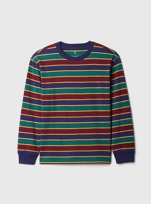 New Gap Kids Boys T-shirt 12 Classic Knit Long Sleeve Crew Neck Striped - Image 1 of 1