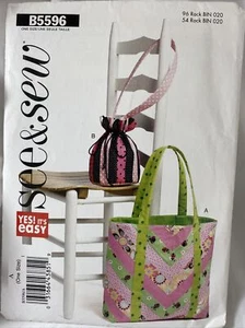 Butterick Sewing Pattern See & Sew B5596 Bag Purse Carry All Fat Quarter Uncut - Picture 1 of 4