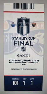 2025 NHL Stanley Cup Replica Ticket FLORIDA PANTHERS vs EDMONTON OILERS Game 6 - Bild 1 von 2