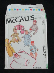 Vintage 1979 McCall's Baby Layette patrón de costura 6477 6 meses ~ corte - Imagen 1 de 3