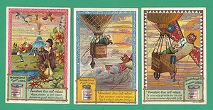 LIEBIG - RARE SET OF 6 CARDS - S 667 / F 654 - THE ADVENTURES OF A KITE -  1901