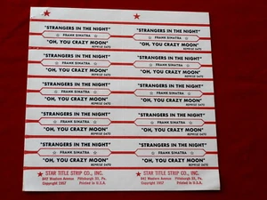 FRANK SINATRA~ STRANGERS IN THE NIGHT~ OH' YOU CRAZY MOON~ JUKEBOX  TITLE STRIPS - Picture 1 of 1