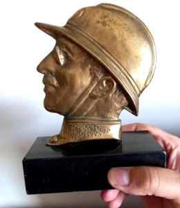 Antike Bronze Büste Skulptur Marmorsockel Albert König Belgien riesig alt 1930-50er - Bild 1 von 10