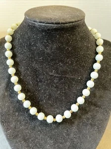 Vintage blue and gold bead necklace16” Plastic - Picture 1 of 5