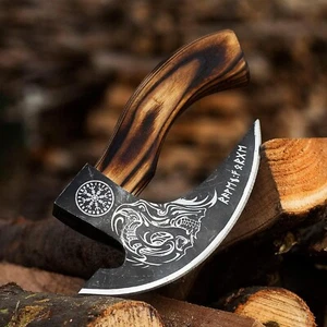 Viking Pizza Cutter Axe Hatchet,Mini Axe For Camping with Premium Leather Sheath - Picture 1 of 3