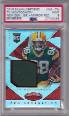 2015 Panini Certified Football Ty Montgomery RC Mirror Red Patch #056/249 PSA 9 - Image 1 of 2