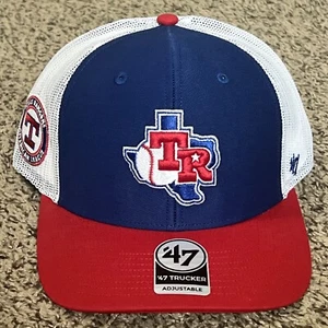 Texas Rangers '47 Marke blau rot Druckknopflasche verstellbar Cooperstown Truckermütze Kappe - Bild 1 von 8