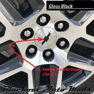 2021-2024 Chevy Silverado 1500 Center Cap Wheel Emblem Bowtie Blackout Decals - Picture 1 of 4