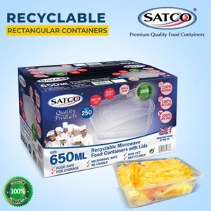 Satco Clear Plastic Food Containers With Lids Microwave | 650ML | Multi Pack - Picture 1 of 2