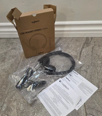 NWT Logitech Headphones Stereo H570e USB Microphone NEW - Image 1 of 4