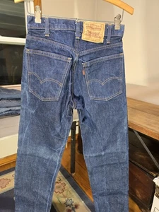 Vintage 80s Levi's 505 0217 Orange Tab Denim Jeans USA Fits 26x30 Dark Wash - Picture 1 of 13