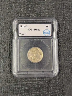 1913-D Type 1 MS 62  Buffalo Nickel - First Year Of Issue 5c NGC - Well Struck - Image 1 of 4