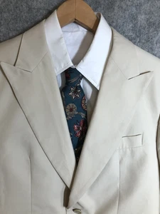 Express Blazer Mens 42R Beige Two Button Cotton Blend Sport Coat Jacket Classic - Picture 1 of 10