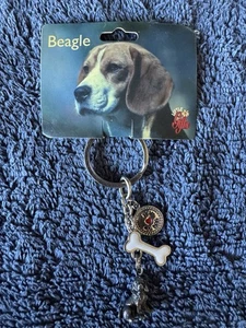 Beagle Pewter Keychain With Charms By Little Gifts. - Picture 1 of 3