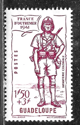 HICK GIRL-MINT FRENCH GUADELOUPE STAMP   SC#B10  1941  INFANTRYMAN    L776 - Image 1 of 2