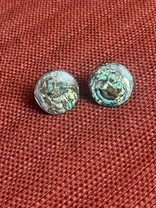 Vintage R. Luco 925 Sterling And Abalone Taxco Cufflinks 1” - Picture 1 of 10
