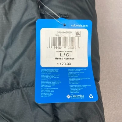Columbia Puffect III 3 Black Puffer Coat Jacket Men Winter WM0403 NWT - Image 1 of 4