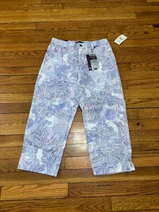 Gloria Vanderbilt Damen Amanda Capri Jeans Größe 4 Lila Blau Paisely Denim Neu mit Etikett - Bild 1 von 9