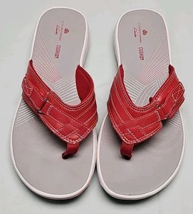 Sandali infradito donna Clarks Red Breeze Sea Cloudsteppers taglia 7 nuovi senza etichette - Foto 1 di 15