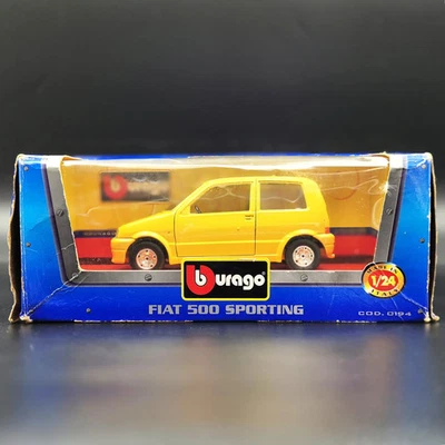 Bburago 1995 Fiat 500 Sporting Yellow #0194 1:24 Super Car Collection Diecast - image 1 of 4
