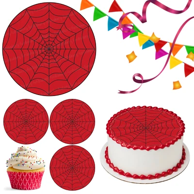 FUNBAKERY Spider Web Cake Topper Party Decoration Edible Birthday Gift Celebration Cupcake
