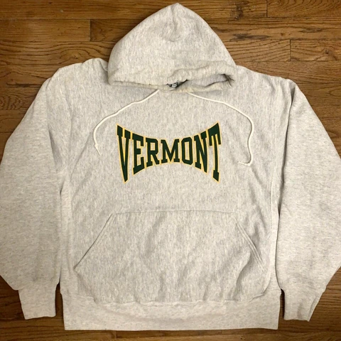 University Vermont Hoodie Sweatshirt Reverse Cross Grain USA Spell Out Script XL Cover