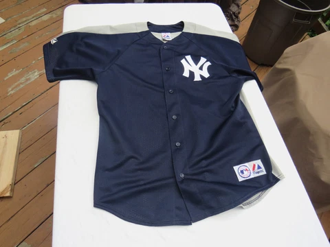 Majestic MLB New York Yankees Alex Rodriguez #13 Navy Blue & Grey Jersey Size L Cover