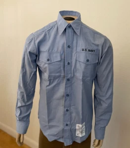 GENUINA CAMISA DE TRABAJO UTILITARIA DE HOMBRE CHAMBRAY MANGA LARGA AZUL MARINO DE EE. UU. (XXL-40SL) NUEVA EN CAJA - Imagen 1 de 15