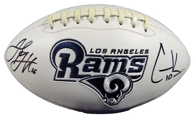 Cooper Kupp - Jared Goff Autografiado LA Rams Conmemorativo LE Fanáticos del Fútbol* Foto 1 de 4