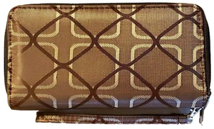 Bronze Geometric Pattern Zipper Wristlet Wallet – 8 inches - Bild 1 von 7