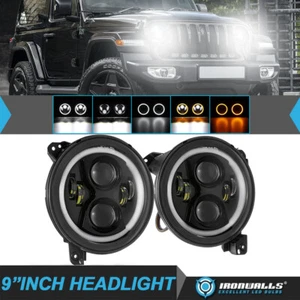 Faros LED de 9" haz alto/bajo señal de giro DRL para Jeep Wrangler JL Gladiator JT - Imagen 1 de 12