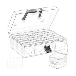 Bead Organizer Box with Handle, 25 Pcs Plastic Bead Storage Cases, Mini Clear... - Imagen 1 de 7