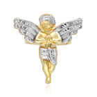 10K Gold Two-Tone Yellow White Diamond-Cut Praying Hands Angel Ring