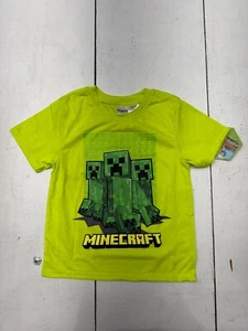 Minecraft Green Graphic Print Pajama Shirt Boys Size 5-6 - Picture 1 of 5
