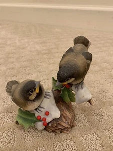 Andrea by Sadek Chickadees with Holly & Berries 1983 #6726 Figurine     - Picture 1 of 3