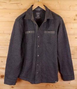 L.L. Bean Hiking Outdoor Knitted Sherpa Lined Shirt Jacket Shacket L Fitted Grey - Picture 1 of 8