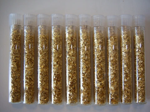 12 Gold Flake Glass Vials... Lowest Price online !! Cover