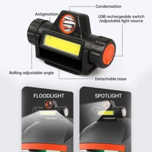 Faro Dimmerabile Automatico per Casco Saldatura Ricarica USB Luce Doppio Scopo# - Foto 1 di 5