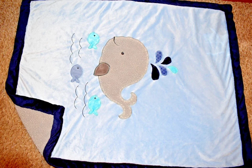 G9 LN KOALA BABY Azul Gris Ballena Pez Felpa Terciopelo Sherpa Bebé Cuna Manta Foto 1 de 4