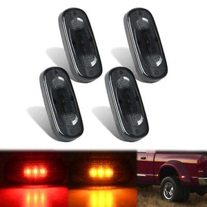 Nilight 4 PCS 3 LED Red Amber Wheel Fender Side Marker Lights Smoked Lens Light - Picture 1 of 7