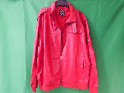 Chaqueta de Moto AZUL CRUDO (Color Rojo) Para Hombre 2XL – Rara Ropa de Calle Y2K Imitación Cuero Foto 1 de 4