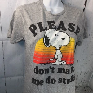 Peanuts Snoopy T Shirt Sz S Don't Make Me Do Stuff Short Sleeve Gray - Picture 1 of 5