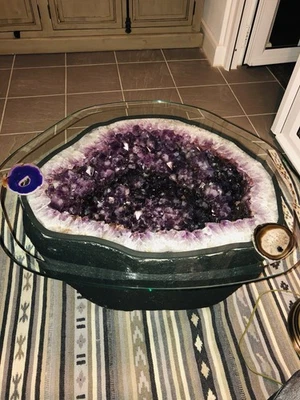 Amethyst Geode Low Table 55x51 x h: 46 cm (120kg) with Top Glass (+6 cm) - Image 1 of 4