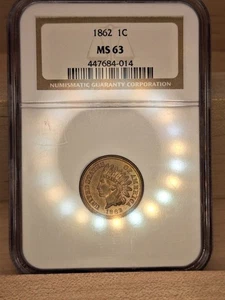 CENTAVO CABEZA INDIA 1862 NGC MS63 - Imagen 1 de 8