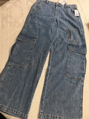 Pantalones cargo Vanilla Star para niñas jóvenes tiro alto pierna ancha nuevos con etiquetas - Donny, M Foto 1 de 4