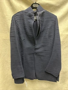 Giacca Akris Chantelle Navy 100% seta taglia US 14 nuova con etichetta vendita al dettaglio $4.990 - Foto 1 di 7