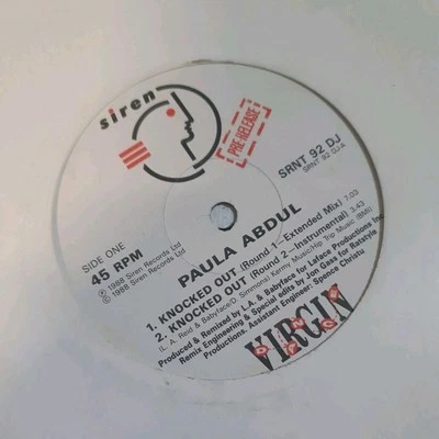 Paula Abdul "Knocked Out" 12" vinyl 3-track single (1988) extended mix promo - Image 1 of 4