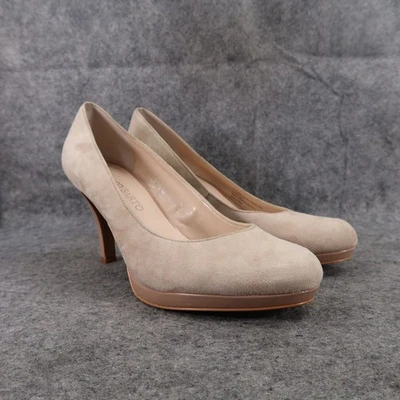 Franco Sarto Shoes Womens 7.5 Pump Platform Fashion Suede Beige Round Toe Orlina - Image 1 of 4